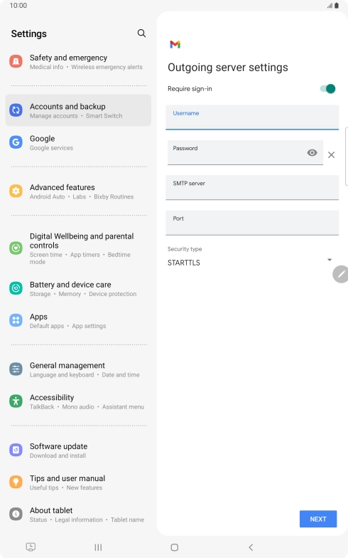 Press the field below 