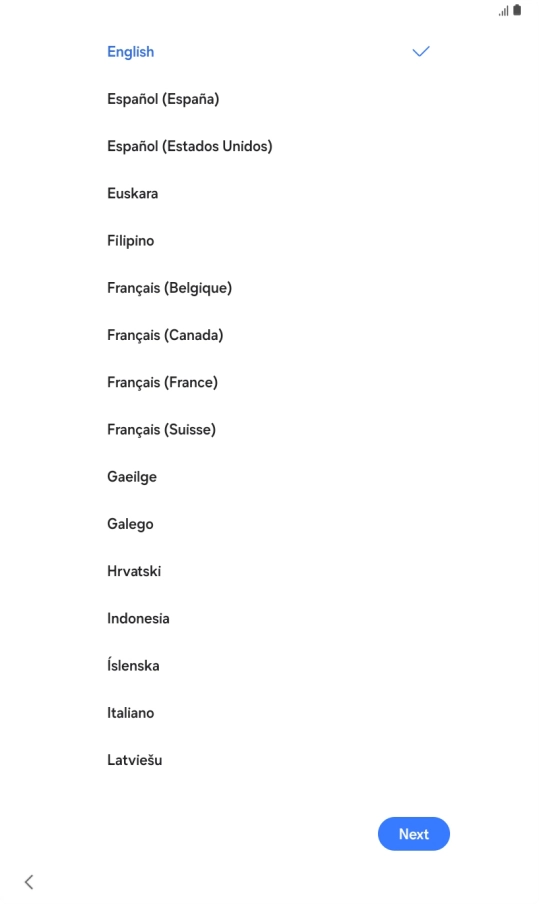 Press the required language.
