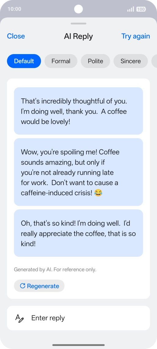The text suggestions are now displayed.