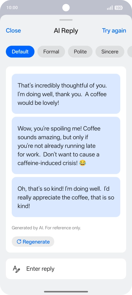 The text suggestions are now displayed.