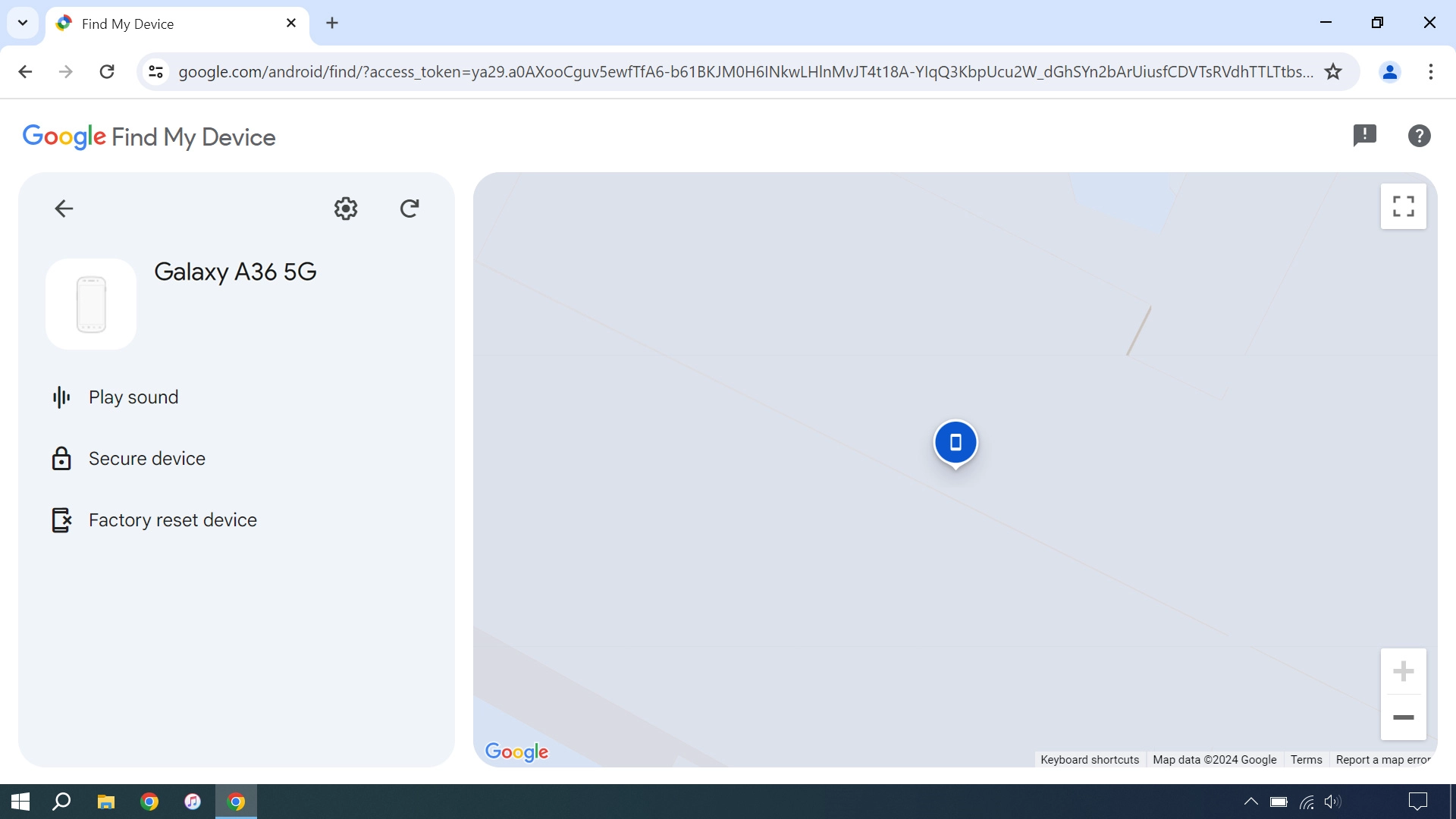 Your phone's latest position is displayed on the map.