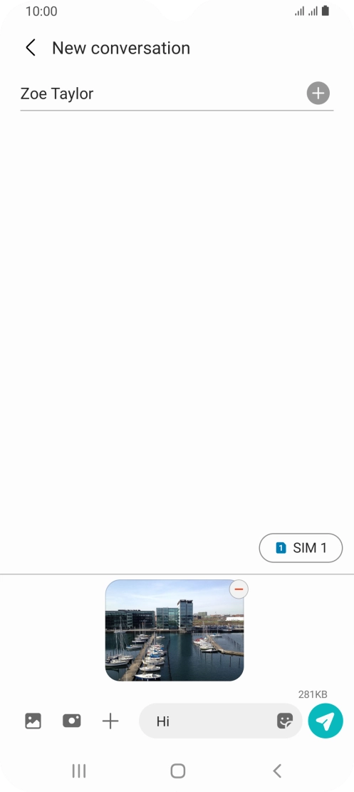 Press the send icon when you've finished your MMS.