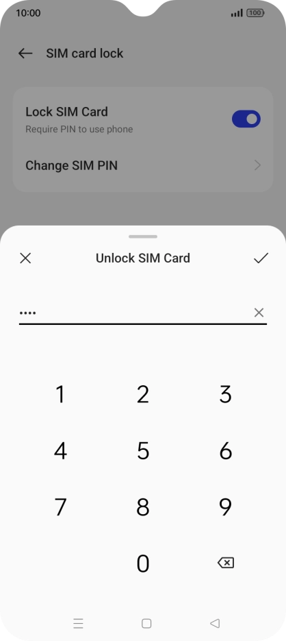 Key in your PIN and press the confirm icon. The default PIN is 1111.