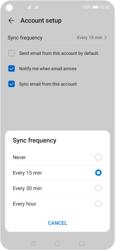 Press the required setting.