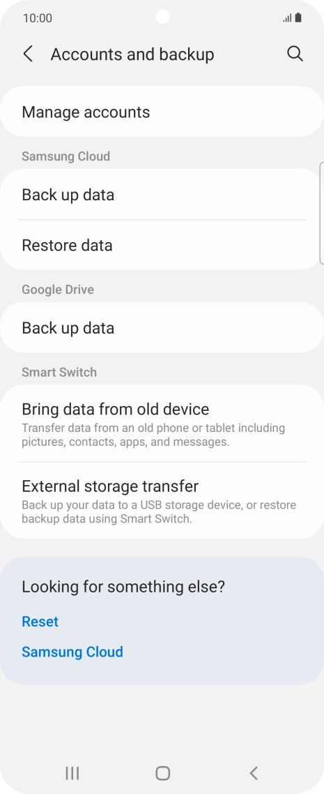 Press Manage accounts.