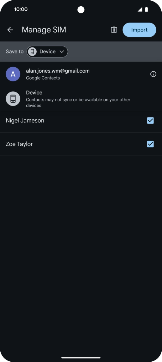 Press the required Google account.