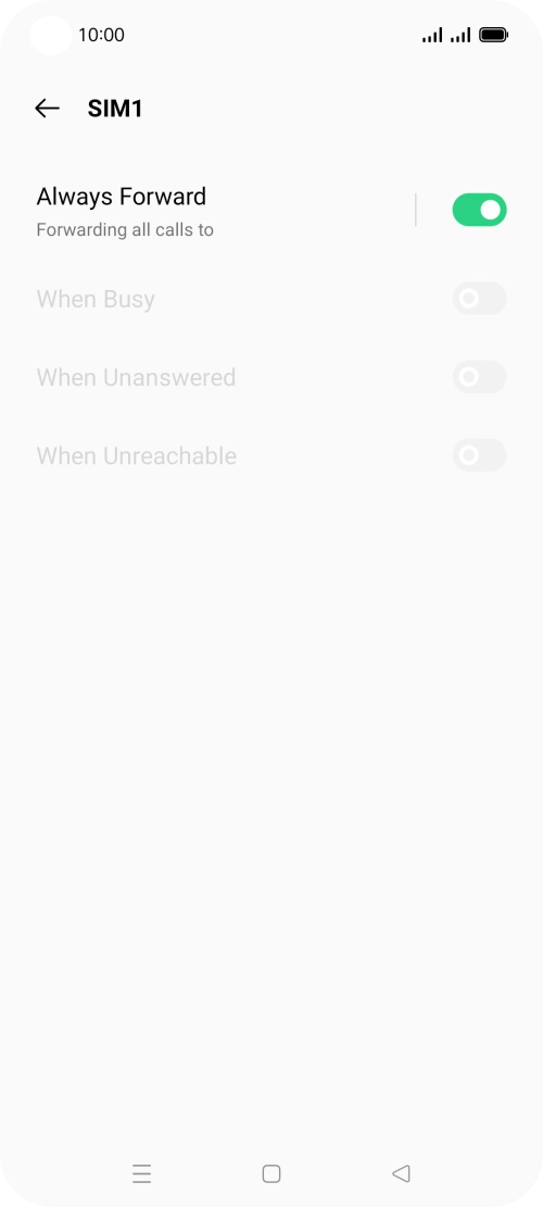 Press the indicator next to the required divert type.