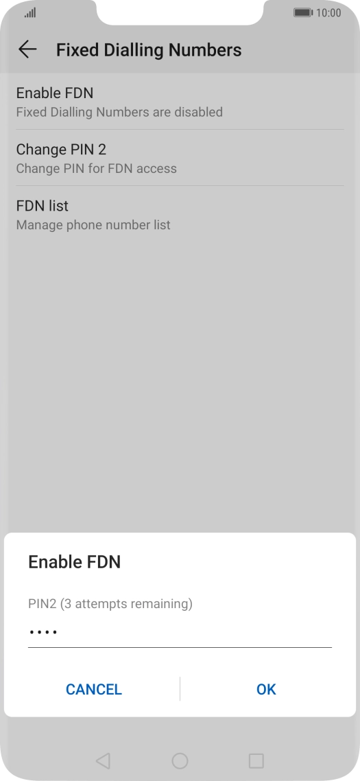 Key in your PIN2 and press OK. The default PIN2 is 0000.