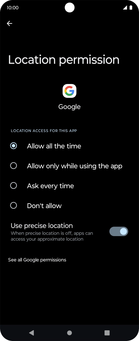 Press the required setting to turn the function on or off.