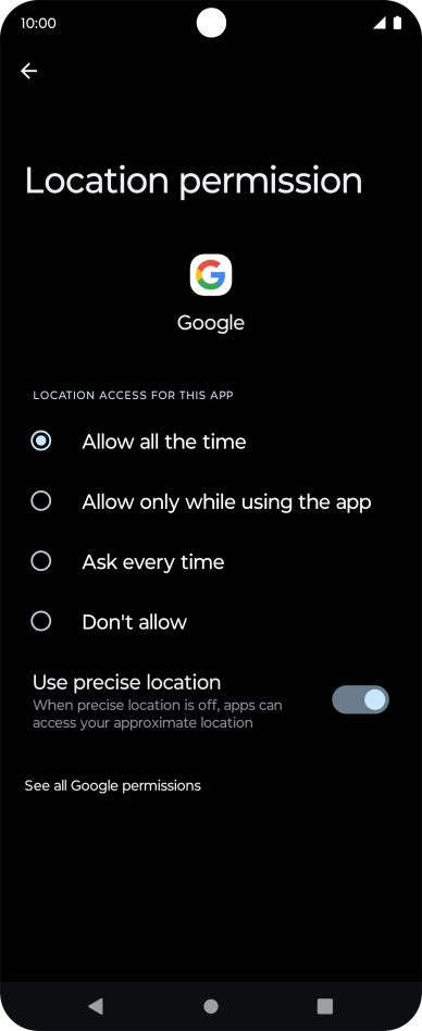 Press the required setting to turn the function on or off.