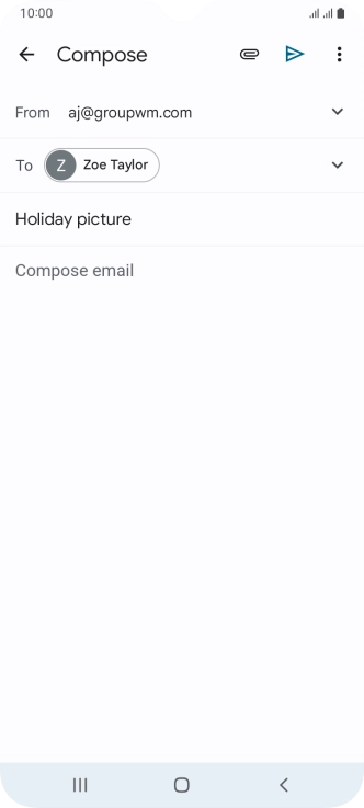 Press the text input field and write the text for your email message.