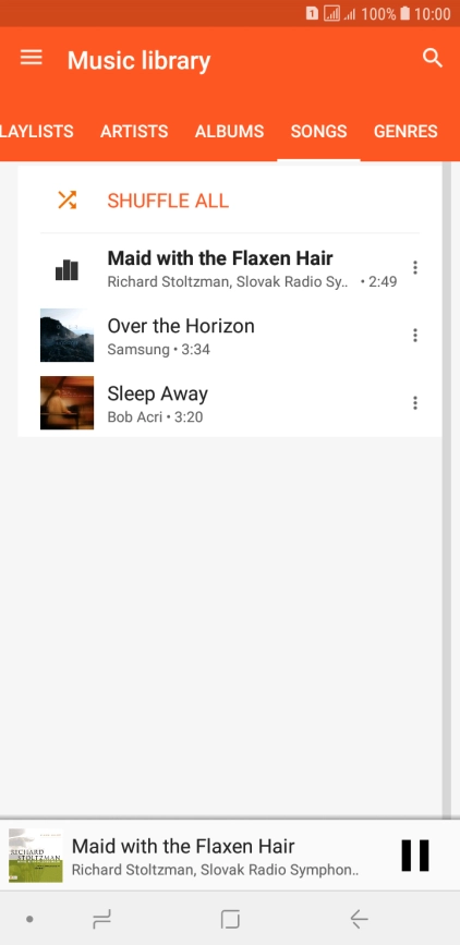 Press the song title at the bottom of the screen.