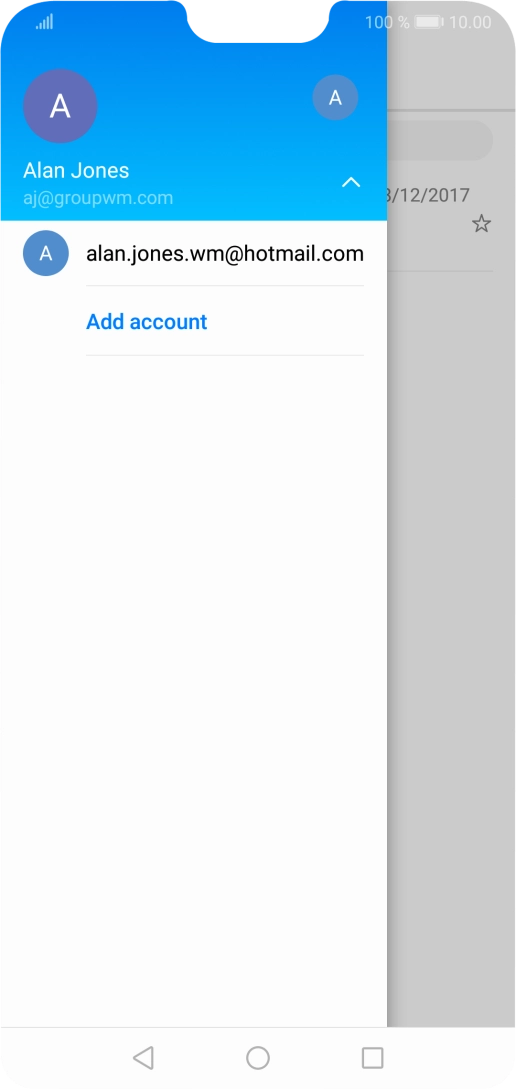 Press the required email account.
