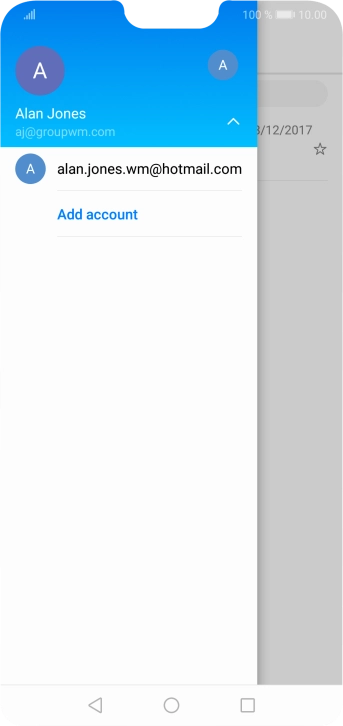 Press the required email account.