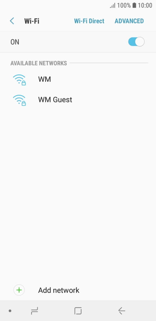 Press the required Wi-Fi network.