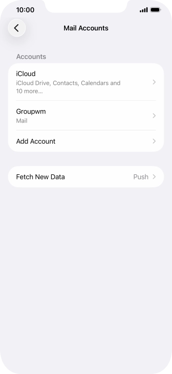 Press the name of the email account you've just set up.