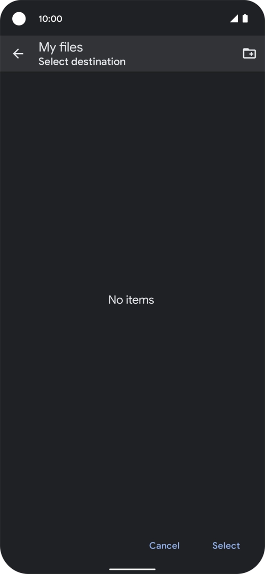 To create a new folder, press the new folder icon and follow the instructions on the screen to create a new folder.
