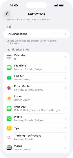 Press the required application.