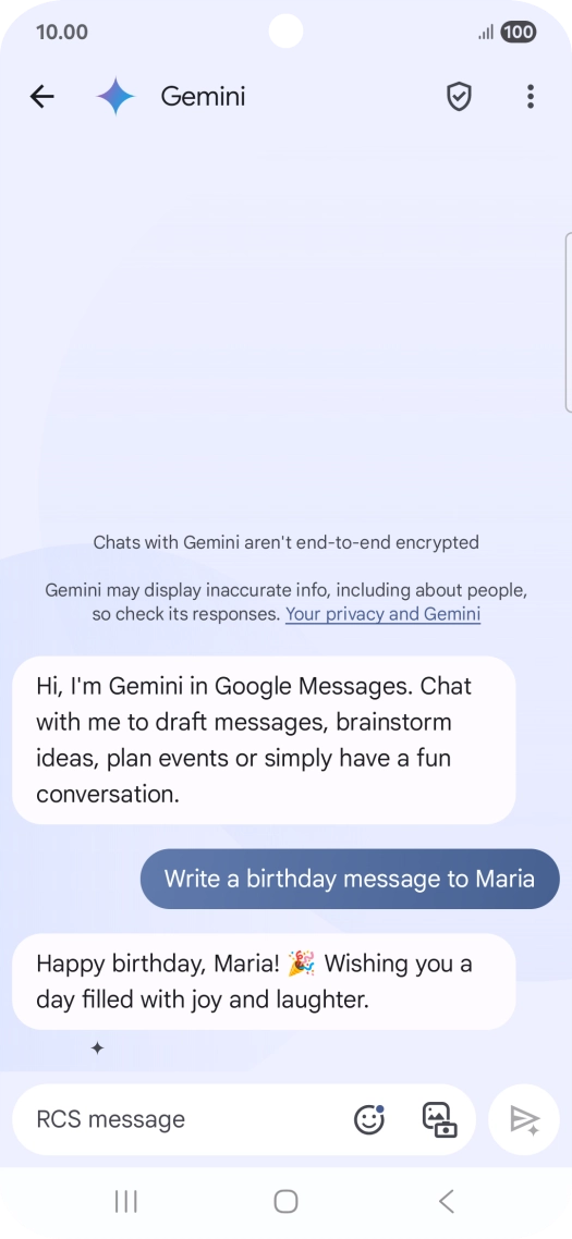 The text suggestion from Gemini is displayed.
