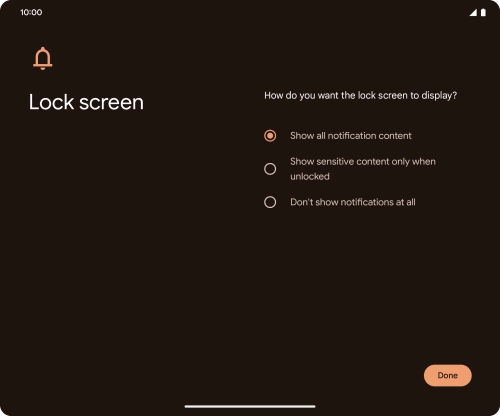 Press the required setting.