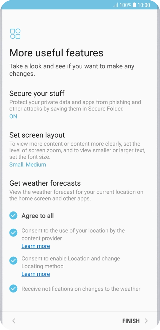 Follow the instructions on the screen to transfer the content from the other phone and finish the activation of your phone.