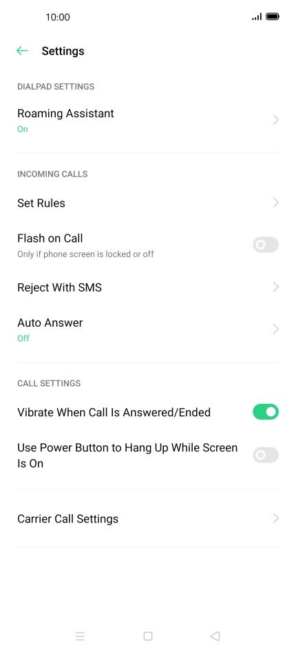 Press Carrier Call Settings.