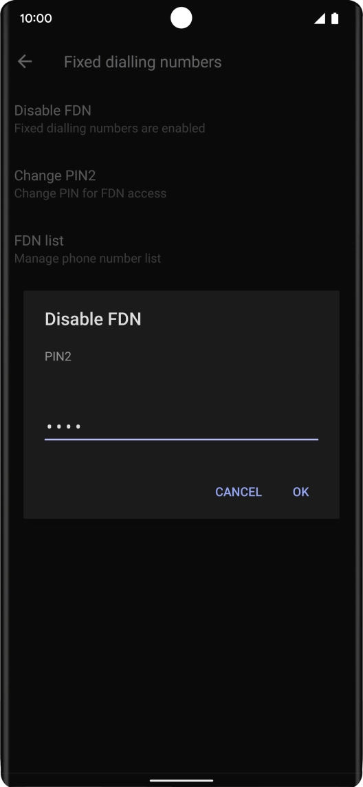 Key in your PIN2 and press OK. The default PIN2 is 0000.