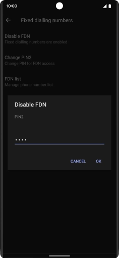 Key in your PIN2 and press OK. The default PIN2 is 0000.