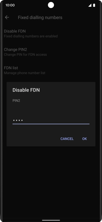 Key in your PIN2 and press OK. The default PIN2 is 0000.