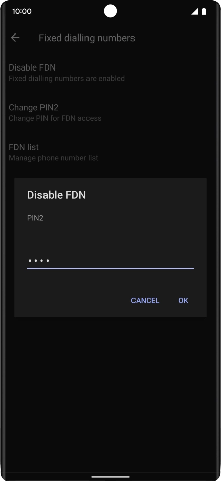 Key in your PIN2 and press OK. The default PIN2 is 0000.