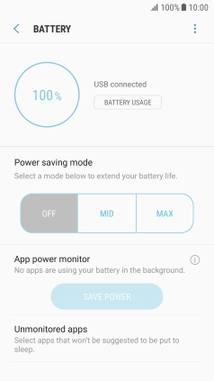 Press the required setting.
