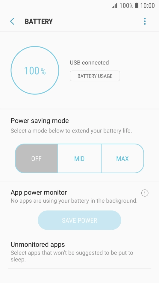 Press the required setting.