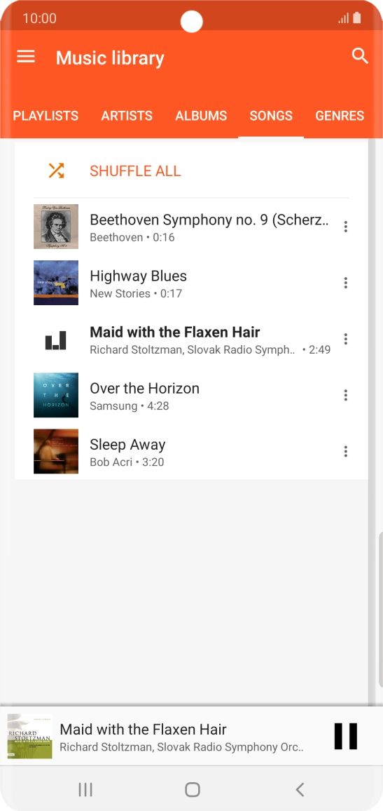 Press the song title at the bottom of the screen.