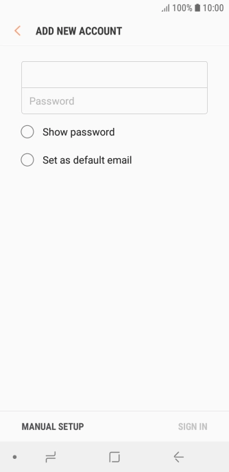 Press Password and key in the password for your email account.