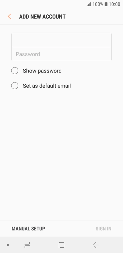 Press Password and key in the password for your email account.