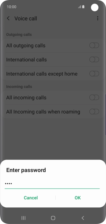 Key in your barring password and press OK.