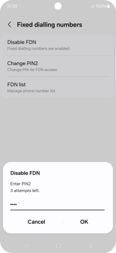 Key in your PIN2 and press OK. The default PIN2 is 0000.