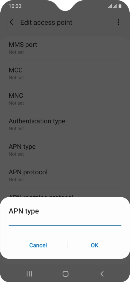 Key in default and press OK.