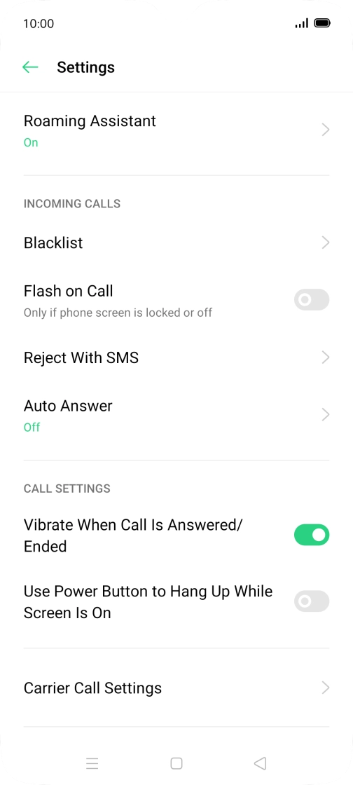 Press Carrier Call Settings.