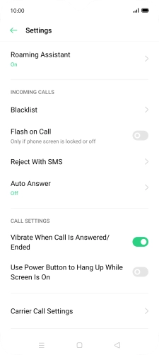 Press Carrier Call Settings.