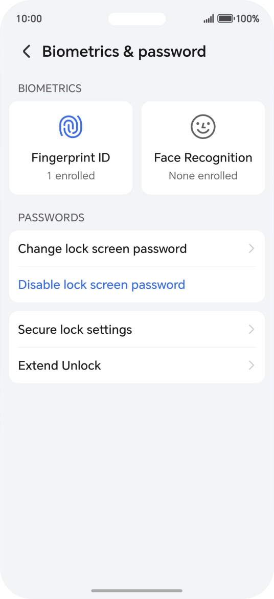 Press Disable lock screen password and key in the additional phone lock code you created earlier.
