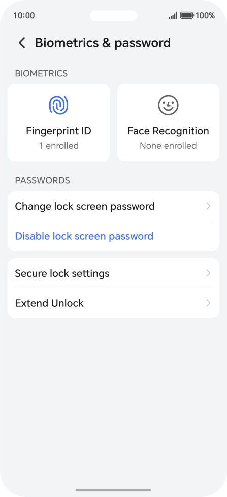 Press Disable lock screen password and key in the additional phone lock code you created earlier.