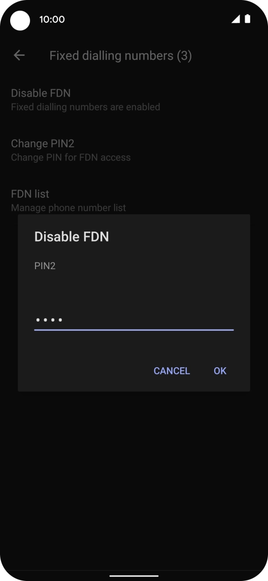 Key in your PIN2 and press OK. The default PIN2 is 0000.