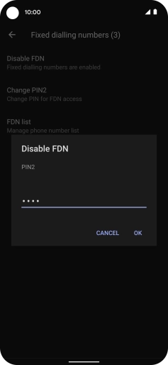 Key in your PIN2 and press OK. The default PIN2 is 0000.