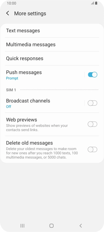 Press Text messages.