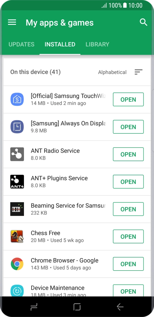 Press the required app.