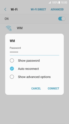 Key in the password for the Wi-Fi network and press CONNECT.