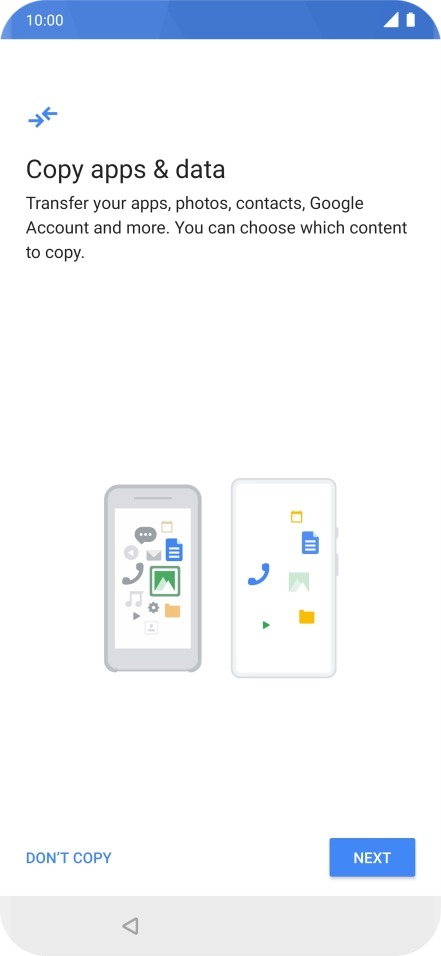 You can transfer the contents of another phone to your phone when it's activated for the first time and after a factory reset. When this screen is displayed, your phone is ready to transfer contents from another phone.