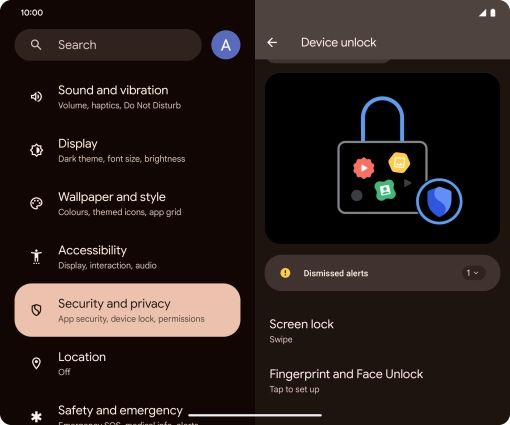 Press Fingerprint and Face Unlock.