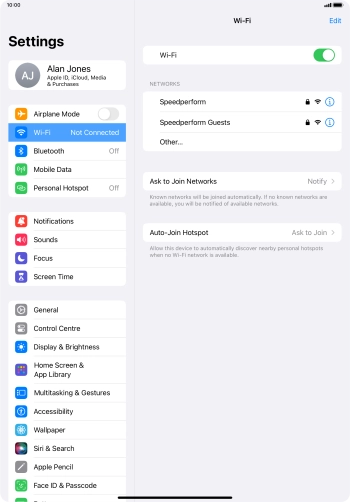 Press the required Wi-Fi network and key in the password for the Wi-Fi network.